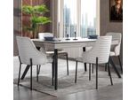 Set Da Pranzo Bianco Lussuose 6X Sedie Imbottite Tavolo Rettangolare
