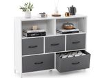 Cassettiera Costway Con 5 Cassetti, Mobile Contenitore Con Ripiani Aperti E Cassetti In Tessuto Ripiegabili, Credenza In Legno Per Soggiorno, Camera Da Letto E Corridoio