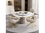 Set Di 4 Sedie Per Sala Da Pranzo Flieks Girevoli A 360°, Sedia Imbottita Con Rivestimento In Velluto, Sedia Da Cucina Sedia Da Soggiorno Con Gambe In Acciaio, Sedia Girevole Poltrona, Beige