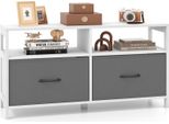 Cassettiera Costway Con 2 Cassetti, Mobile Contenitore Con Ripiani Aperti E Cassetti Pieghevoli In Tessuto, 100 X 30 X 53 Cm