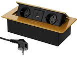 Presa Di Corrente Integrata In Alluminio Retrattile A 2 Pieghe I USB-A USB-C I Oro