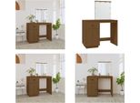 Vidaxl Tavolino Da Toilette Con Led Marrone 95X50X133,5Cm In Legno Massiccio Di Pino - Tavolino Da Toilette - Tavolino Da Toilette - Tavolino Da Toilette