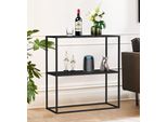 Dandibo Tavolo Consolle In Metallo Nero Stretto Con 2 Livelli Moderno 80X80X25 Cm Scaffale In Piedi 96473 Scaffale In Metallo Con Ripiano