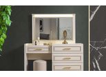 Mobili Per La Camera Da Letto Fine Tavolino Da Toilette Bianco Specchio Sgabello Imbottito 3 Pezzi