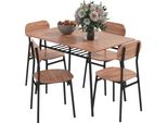 Homcom Set Da Pranzo 5 Pezzi, Tavolo Da Pranzo Con 4 Sedie, Tavolo Da Cucina Con Ripiano, Set Per Sala Da Pranzo, Mobili Per Sala Da Pranzo, Set Da Pranzo Per Cucina, Sala Da Pranzo, Acciaio, Teak