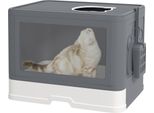 Lettiera Pawhut Con Coperchio Lettiera Con Paletta, Toilette Per Gatti Fino A 4 Kg, Per Uso Interno, Plastica Grigia 48,5 X 38 X 36,5 Cm