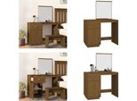 Vidaxl Tavolino Da Toilette Marrone Miele 95X50X134 Cm In Legno Di Pino Massiccio - Tavolino Da Toilette - Tavolino Da Trucco - Tavolino Per Cosmetici - Tavolino Da Toilette