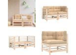 Vidaxl Divani Ad Angolo Con Cuscini 2 Pz. Legno Di Pino Massiccio - Divano Ad Angolo - Divani Ad Angolo - Divano Da Giardino - Divano Da Esterno