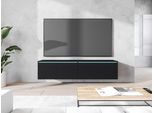 Minio, Mobile Tv, Lavagna Tv "Donna"" 140 Cm In Piedi, Sospesa, Frontali In Mdf Con Motivo A Spina Di Pesce, Led, Colore Nero Grafite"