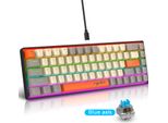 Hxsj K88 Tastiera Meccanica Con 68 Tasti, Mini Tastiera Portatile, Molteplici Modalità Di Illuminazione, Retroilluminazione Blu Ghiaccio, Interruttori Blu