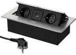 Presa Di Corrente Integrata In Alluminio Retrattile A 2 Pieghe I USB-A USB-C I Argento