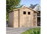 Timbela M389 - Casetta Da Giardino In Legno Con Legnaia L328Xl206Xh218 Cm/ 3,53 + 0,97 + 0,97 M2 - Tetto Impermeabile