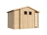 Casetta In Legno Casetta Da Giardino Con Legnaia Timbela M389+M389G - Con Pavimento Impregnato L328Xl206Xh218 Cm/ 3,53 + 0,97 + 0,97 M2 - Tetto Impermeabile
