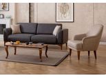Set Da Salotto Di Design Nero-Beige Poltrona A 3 Posti Set Da 2 Pezzi Jvmoebel
