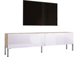 Cabinet Tv : Rovere Wotan / Bianco Lucido Con Gambe Cromate, 170 X 52 X 32 Cm