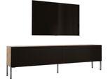 Cabinet Tv : Rovere Wotan / Nero Opaco Con Gambe Cromate, 170 X 52 X 32 Cm