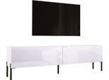 Mobile Tv: Bianco Opaco / Bianco Lucido Con Gambe Nere, 170 X 52 X 32 Cm