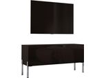 Cabinet Tv : Nero Opaco / Nero Lucido Con Gambe Cromate, 100 X 52 X 32 Cm