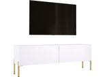 Mobile Tv: Bianco Opaco Con Gambe Dorate, 140 X 52 X 32 Cm