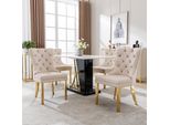 Set Di 4 Sedie Per Sala Da Pranzo Flieks, Sedie Da Soggiorno Sedie Da Cucina Con Gambe In Acciaio Inox, Sedie Imbottite Con Schienale, Rivestimento In Velluto, Beige