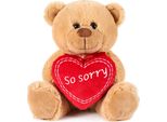 Brubaker Orsetto Con Cuore Rosso - So Sorry - 25 Cm Orsetto Di Peluche - Peluche Regalo Per Le Scuse - Peluche Marrone