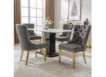 Set Di 4 Sedie Da Sala Da Pranzo Flieks, Sedie Da Soggiorno Sedie Da Cucina Con Gambe In Acciaio Inox, Sedie Imbottite Con Schienale, Rivestimento In Velluto, Grigio