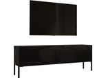 Cabinet Tv: Nero Opaco Con Gambe Nere, 140 X 52 X 32 Cm