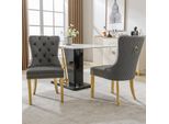 Set Di 2 Sedie Da Sala Da Pranzo Flieks, Sedie Da Soggiorno Sedie Da Cucina Con Gambe In Acciaio Inox, Sedie Imbottite Con Schienale, Rivestimento In Velluto, Grigio