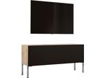 Cabinet Tv In Rovere Wotan / Nero Opaco Con Gambe Cromate, 100 X 52 X 32 Cm
