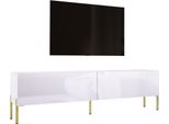 Mobile Tv: Bianco Opaco / Bianco Lucido Con Gambe In Oro, 170 X 52 X 32 Cm