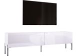 Mobile Tv: Bianco Opaco / Bianco Lucido Con Gambe Cromate, 170 X 52 X 32 Cm