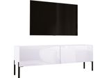 Mobile Tv: Bianco Opaco / Bianco Lucido Con Gambe Nere, 140 X 52 X 32 Cm