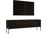 Cabinet Tv : Nero Opaco / Nero Lucido Con Gambe Cromate, 140 X 52 X 32 Cm