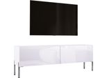 Mobile Tv: Bianco Opaco / Bianco Lucido Con Gambe Cromate, 140 X 52 X 32 Cm