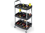 Costway Carrello Da Officina A 3 Livelli, Carrello Multiuso Con Scomparti Separati E Maniglia In Spugna, Carrello Porta Attrezzi