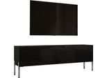 Cabinet Tv : Nero Opaco Con Gambe Cromate, 140 X 52 X 32 Cm