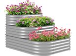 Outsunny Letto Rialzato In Metallo, Fioriera A 3 Livelli, Fioriera Fai Da Te Per Giardino