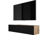 Cabina Tv : Rovere Wotan / Nero Opaco, 140 X 34 X 32 Cm