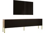 Cabinet Tv : Rovere Wotan / Nero Opaco Con Gambe In Oro, 170 X 52 X 32 Cm