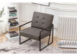 Poltrona Da Salotto Grigio Scuro 1 Posto Gambe In Metallo + Rivestimento In Tessuto