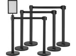 Vevor Sistema Di Guida Per Il Personale Nastro Di Sbarramento Paletti Di Sbarramento 6 Pezzi, 2 M X 48 Mm Nastro Retrattile Nero, Sistema Di Guida Per Il Personale Paletti Di Sbarramento Con Segnaletica Per Aeroporti, Fiere, Campi Di Gara, Ecc.