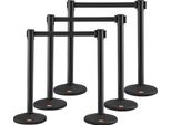 Vevor Sistema Di Controllo Della Folla Nastro Barriera Palo Barriera 6 Pezzi, 2 M X 48 Mm Nero Nastro Retrattile, Sistema Di Controllo Della Folla Palo Barriera Adatto Per Aeroporti, Fiere, Luoghi Di Competizione, Ecc.