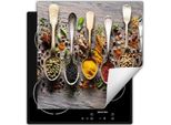 Darhaus Piastra Di Copertura Per Fornelli 50X52 Cm Tappetino Antiscivolo Roll-Up, Spezie - Cucchiaio