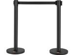 Vevor Sistema Di Guida Per Il Personale Nastro Di Sbarramento Paletti Di Sbarramento 2 Pezzi, 2 M X 48 Mm Nastro Retrattile Nero, Ferro Sistema Di Guida Per Il Personale Paletti Di Sbarramento Adatto Per Aeroporti, Fiere, Luoghi Di Competizione, Ecc.