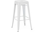In And Outdoormatch Sgabello Da Bar Lera - Senza Schienale - Set Di 1 - Ergonomico - Sgabelli Da Bar Per Cucina O Mensa - Bianco - Metallo - Altezza Seduta 77Cm