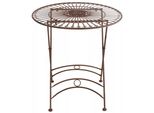In And Outdoormatch Sheila Tavolo Rotondo Da Giardino In Metallo - 4 Persone - Resistente Alle Intemperie - Marrone - 71X71X71Cm