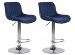 In And Outdoormatch Sgabello Da Bar Novella - Cromo Blu - Altezza Seduta 60-82 Cm - Set Di 2 - Regolabile In Altezza - Per Cucina E Bar - Con Schienale - Sgabelli Da Bar Ergonomici