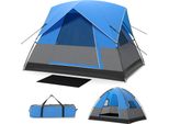 Tenda Costway Per 3 Persone, Tenda Da Campeggio Ultraleggera Con Copertura Antipioggia Rimovibile, Finestre E Telo Di Fondo, Tenda A Cupola Impermeabile