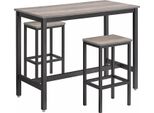 In And Outdoormatch Tavolo Da Cucina Con 2 Sgabelli Sergio - Tavolo Da Pranzo Cucina - Rettangolare - Tavolo Da Sala Da Pranzo - 120 X 60 X 90 Cm - 2 Persone - Grigio