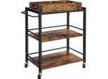 In And Outdoormatch Carrello Portavivande Su Ruote Gerry - Industriale - Carrello Portavivande - Carrello Bar - Carrello Portabibite - 3 Vassoi - 65X40X86Cm